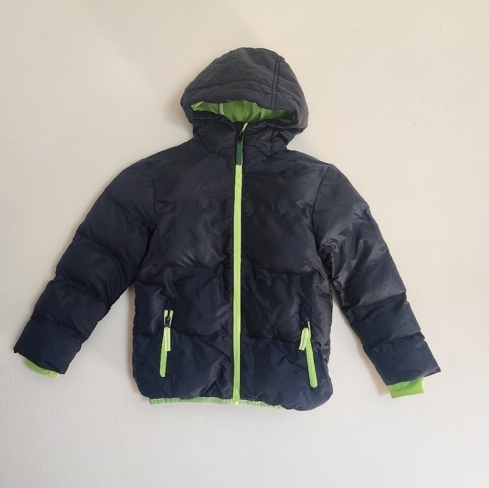 C9 Champion boys blue puffer jacket w/ neon and thumbholes size XS 4-5